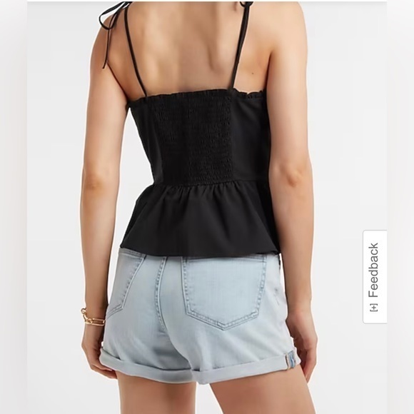 Express Women's NWT Fitted Tie Strap Peplum Cami. ‎ Pink.  Size Large. - Picture 5 of 5